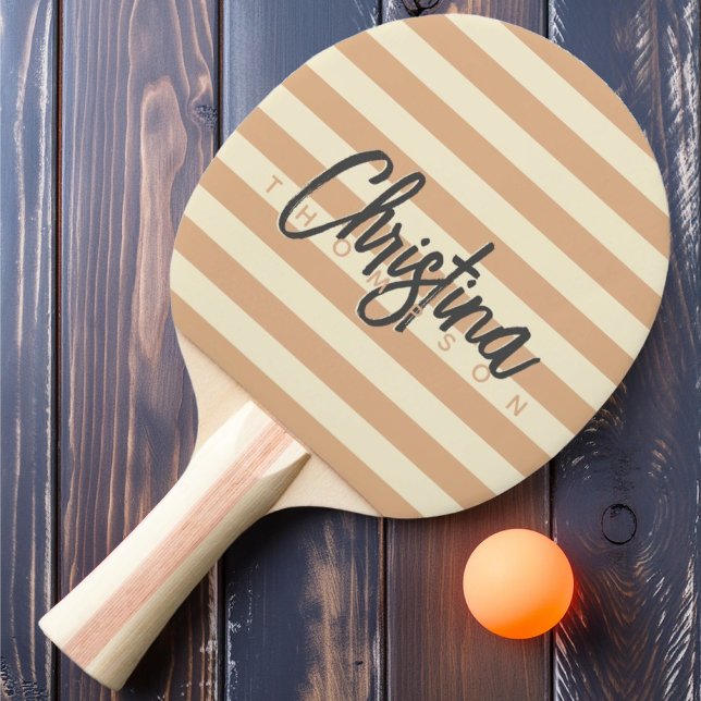 Mid-Century Polo Peach Kiss Målade Namn Pingisracket (Skapare uppladdad)