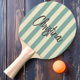 Mid-Century Polo-randig Aqua Reef-målad Namn Pingisracket