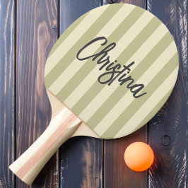 Mid-Century Polo Randig Damm Stoftrad Målning Namn Pingisracket