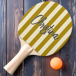 Mid-Century Polo Randig Desert Sage Målade Namn Pingisracket