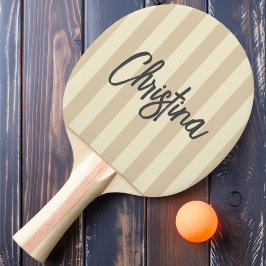 Mid-Century Polo Randig Sanddyn Målade Namn Pingisracket