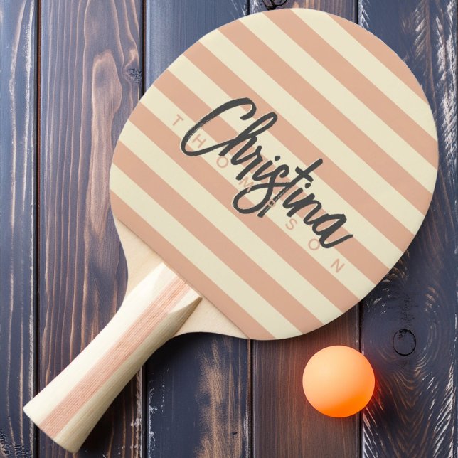 Mid-Century Polo Sweet Peach Målad Namn Pingisracket (Skapare uppladdad)