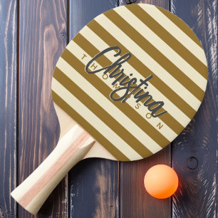 Mid-Century Polo Varm Öken Målad Namn Pingisracket