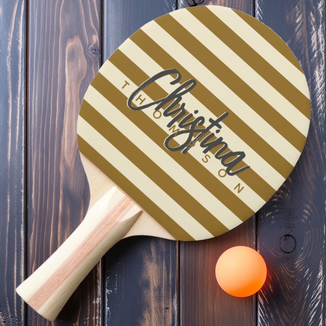 Mid-Century Polo Varm Öken Målad Namn Pingisracket (Skapare uppladdad)