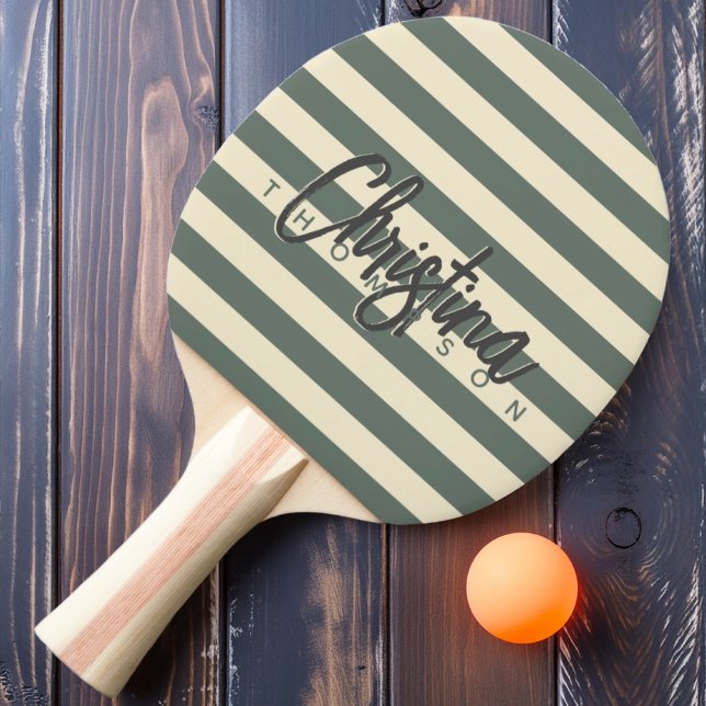 Mid-Century Polo Varmgrå Målad Namn Pingisracket (Skapare uppladdad)