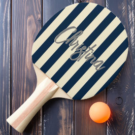 Mid-Century randig djupblåmålad namn Pingisracket