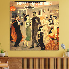 Mid Century Retro 40-tals Halloween Martini-fest Canvastryck