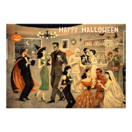 Mid Century Retro 40-tals Halloween Martini-fest Fototryck