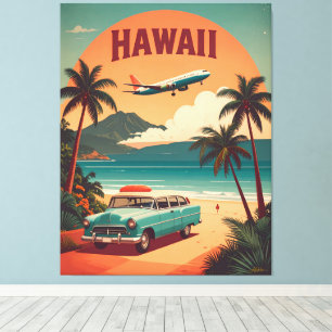 Mid Century Retro 50-talet Hawaii Resor Turism Kon Canvastryck