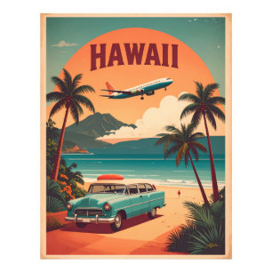 Mid Century Retro 50-talet Hawaii Resor Turism Kon Fototryck
