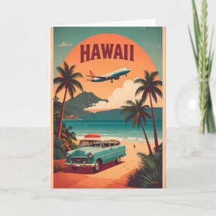 Mid Century Retro 50-talet Hawaii Resor Turism Kon Kort