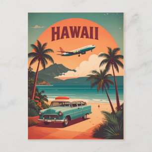 Mid Century Retro 50-talet Hawaii Resor Turism Kon Vykort