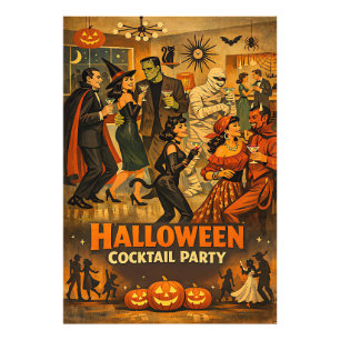 Mid Century Retro 50-tals Halloween Martini-fest Fototryck