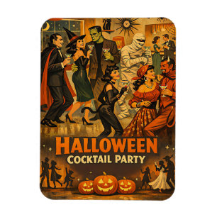 Mid Century Retro 50-tals Halloween Martini-fest Magnet