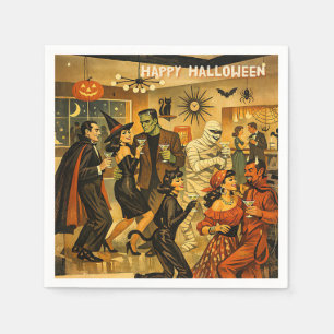 Mid Century Retro 50-tals Halloween Martini-fest Pappersservett
