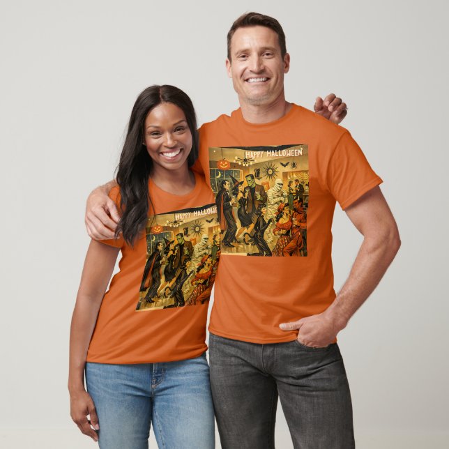 Mid Century Retro 50-tals Halloween Martini-fest T Shirt (Unisex)