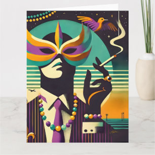 Mid Century Retro 60:s Mardi Gras the Smoking Man Kort