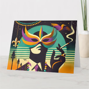 Mid Century Retro 60:s Mardi Gras the Smoking Man Kort