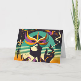 Mid Century Retro 60:s Mardi Gras the Smoking Man Kort
