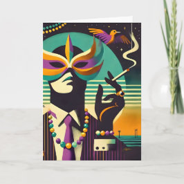 Mid Century Retro 60:s Mardi Gras the Smoking Man Kort