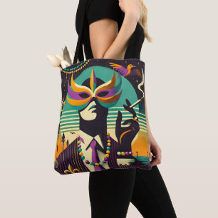 Mid Century Retro 60s Mardi Gras Den Rykande Manne Tygkasse
