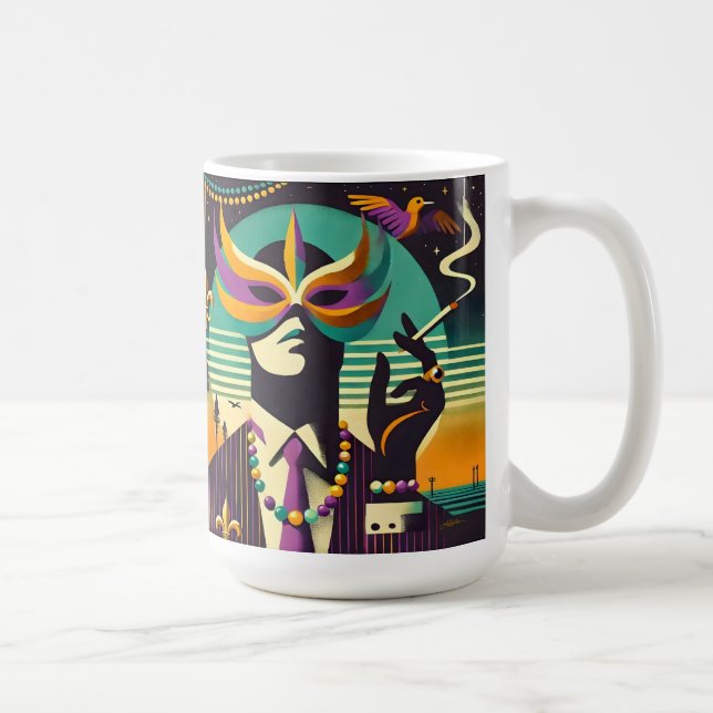 Mid Century Retro 60s Mardi Gras The Smoking Man Kaffemugg (Höger)