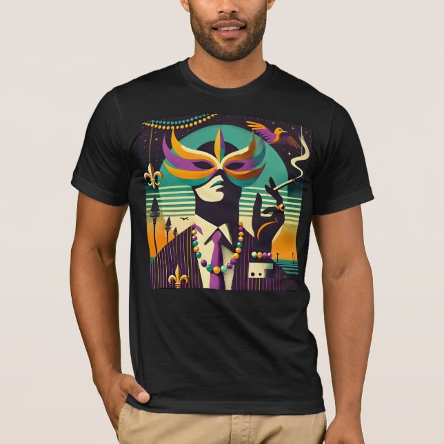 Mid Century Retro 60s Mardi Gras The Smoking Man T Shirt (Framsida)