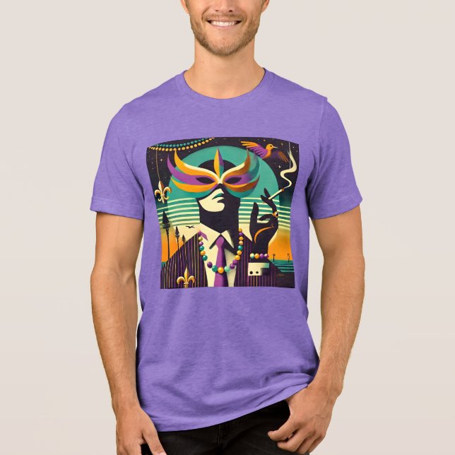 Mid Century Retro 60s Mardi Gras The Smoking Man T Shirt (Framsida)