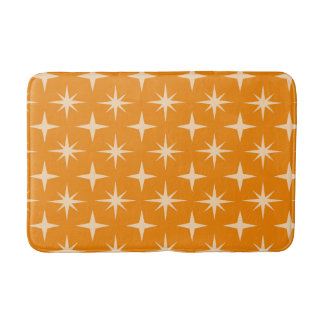 Mid Century Retro Atomstjärnmönster på Orange   Badrumsmatta