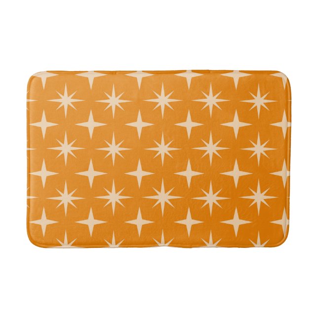 Mid Century Retro Atomstjärnmönster på Orange   Badrumsmatta (Framsidan)