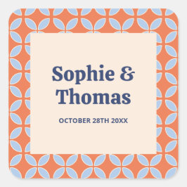 Mid Century Retro Bröllop Fyrkantigt Klistermärke