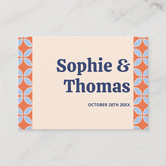 Mid Century Retro Bröllop Placeringskort (Framsida)