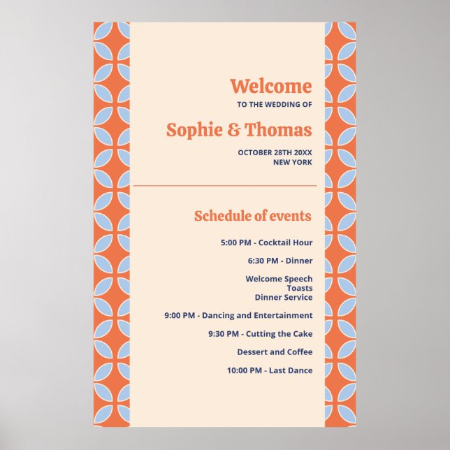 Mid Century Retro Bröllop Poster (Framsidan)