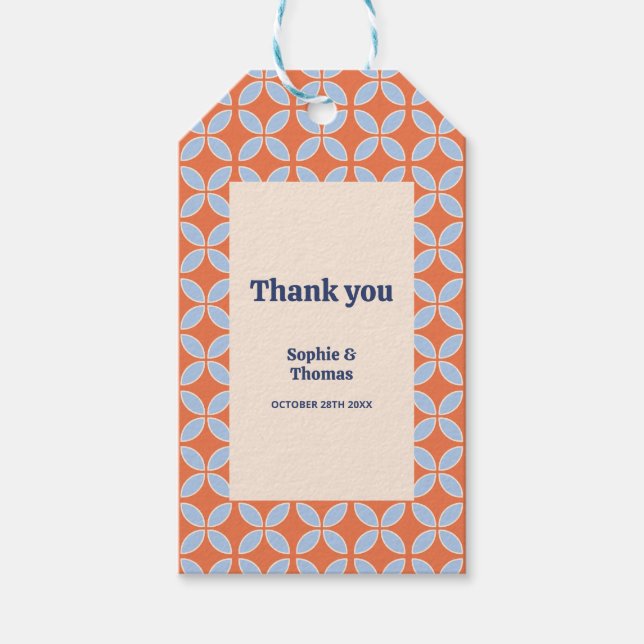 Mid Century Retro Bröllop Presentetikett (Framsidan)