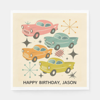 Mid-Century Retro Cars Atomic Starburst  Pappersservett