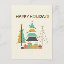 Mid-Century Retro Christmas Trees Helg Vykort
