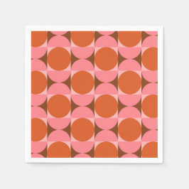 Mid century Retro cirklar i rosa och orange Pappersservett
