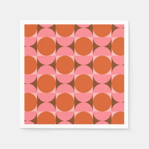 Mid century Retro cirklar i rosa och orange Pappersservett