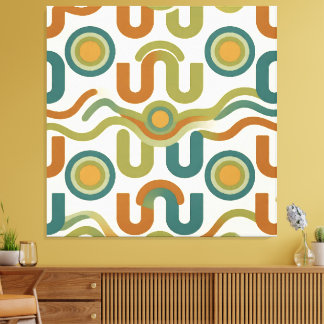 Mid-Century Retro Geometrisk Atomisk Mönster Canvastryck