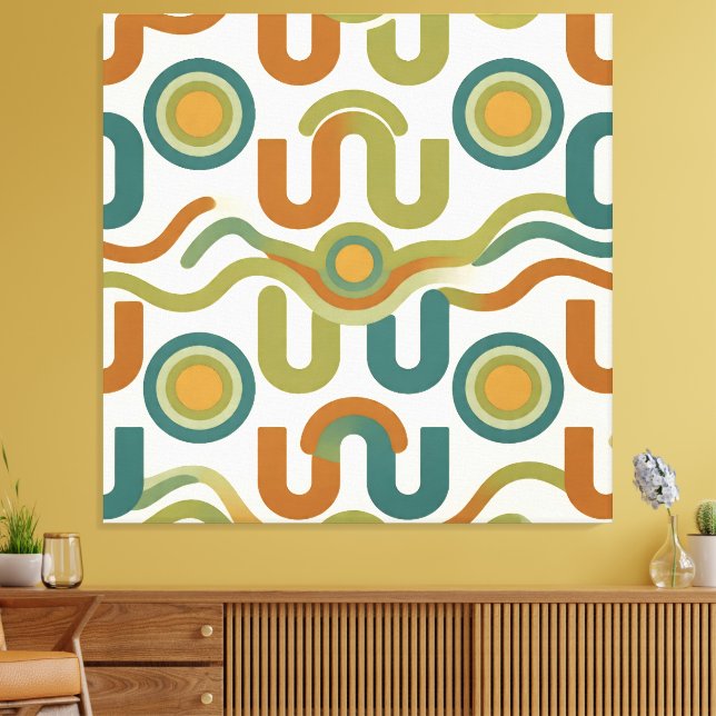 Mid-Century Retro Geometrisk Atomisk Mönster Canvastryck (Insitu (Vardagsrum))
