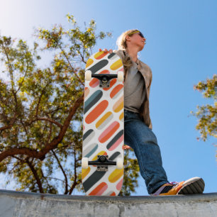 Mid Century Retro Geometriskt Abstrakt Mönster Mini Skateboard Bräda 18,5 Cm