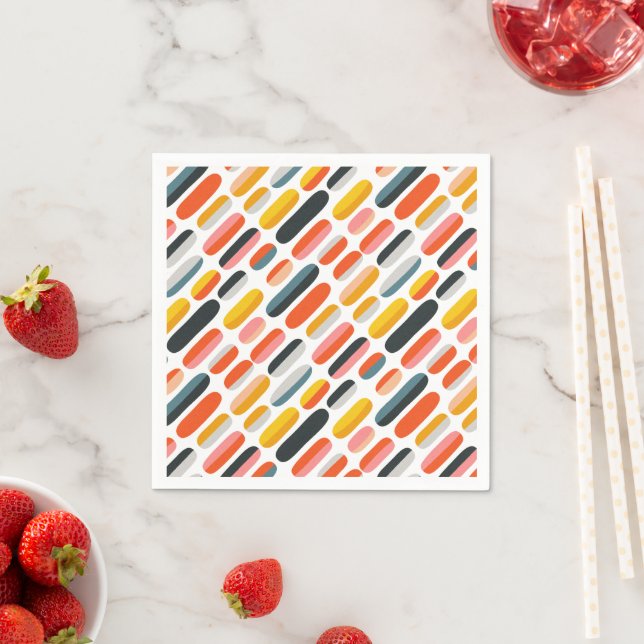 Mid Century Retro Geometriskt Abstrakt Mönster Pappersservett (Insitu)