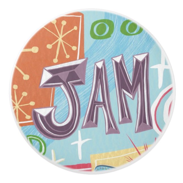 Mid-Century Retro Jam Keramisk Knapp Knopp (Framsidan)