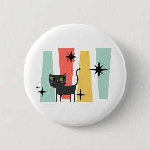Mid Century Retro Katt  Knapp