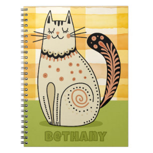Mid Century Retro Kitty Katt Anpassad Anteckningsbok