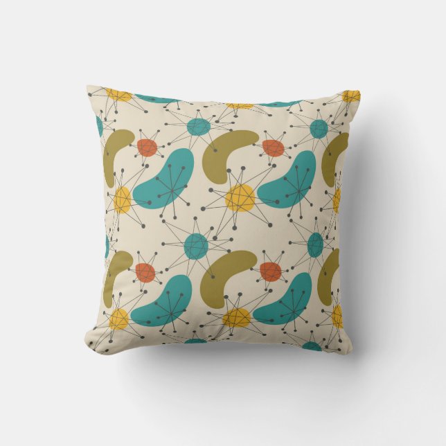 Mid century retro modernt mönstrat nummer 3 kudde (Framsida)