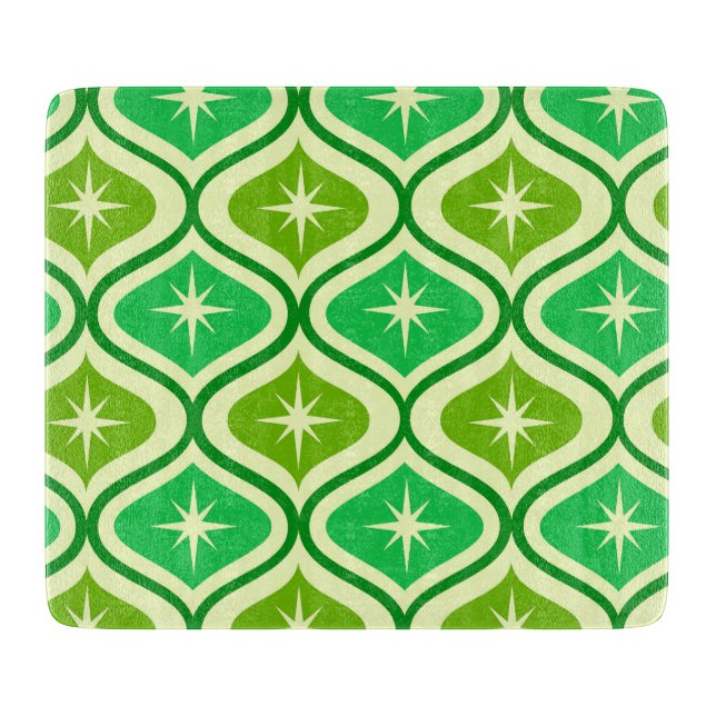 Mid Century Retro Starbursts On Green Ogee Pattern (Framsidan)