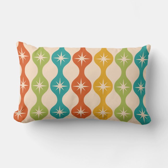 Mid Century Retro Starbursts on ogee pattern  Lumbarkudde (Framsida)
