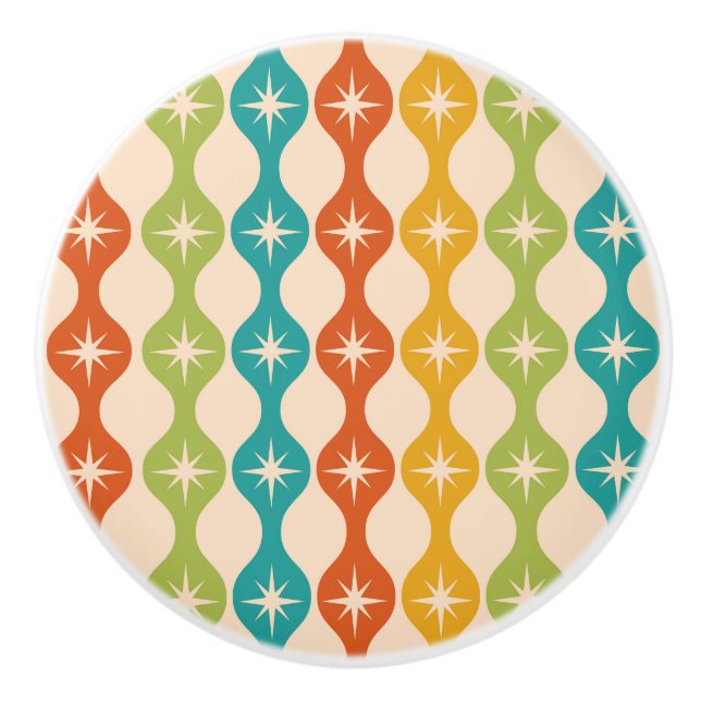 Mid Century Retro Starbursts på Ogee mönster Knopp (Framsidan)