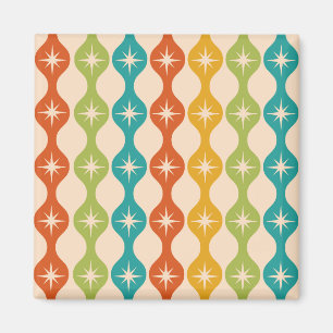 Mid Century Retro Starbursts på Ogee mönster Magnet